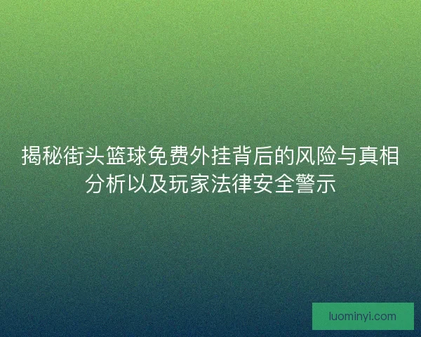 揭秘街头篮球免费外挂背后的风险与真相分析以及玩家法律安全警示