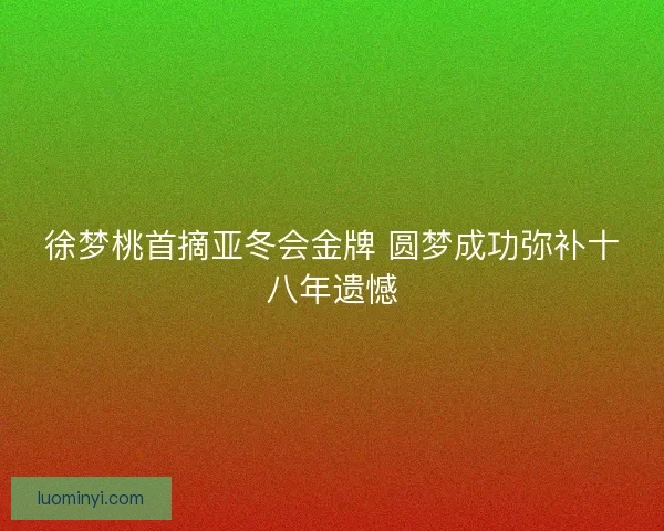 徐梦桃首摘亚冬会金牌 圆梦成功弥补十八年遗憾
