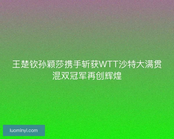 王楚钦孙颖莎携手斩获WTT沙特大满贯混双冠军再创辉煌